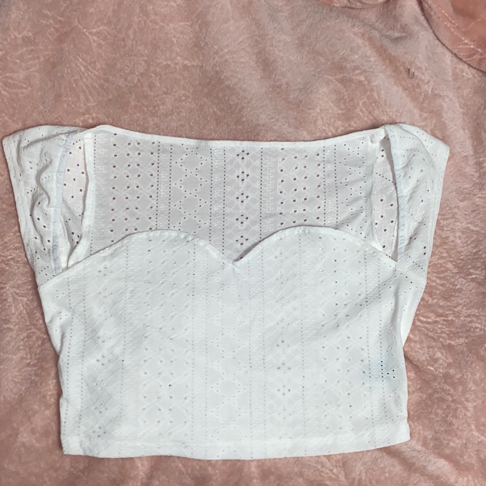 White eyelet crop top